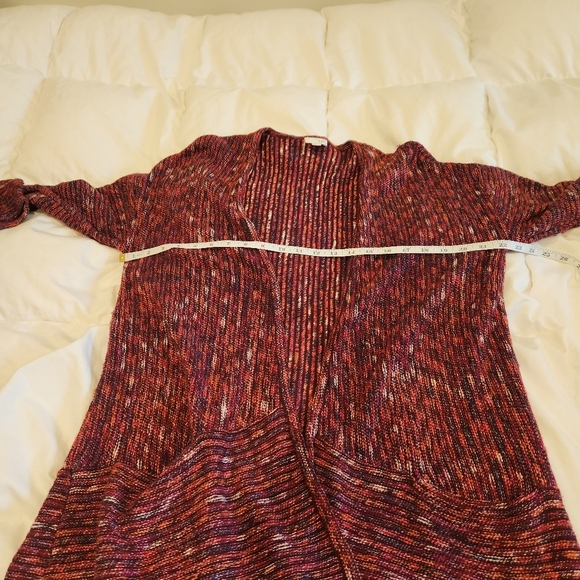 J.Jill Open Front Knitted Cardigan Oversized Front Pockets Multicolor Knit - Picture 7 of 11